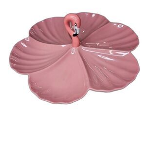 Tommy Bahama Pink Flamingo Hibiscus Melamine Sectioned Charcuterie Serving Tray